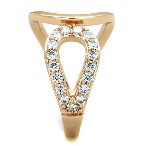 TK1694 - IP Rose Gold(Ion Plating) Stainless Steel Ring with AAA Grade CZ  in Clear