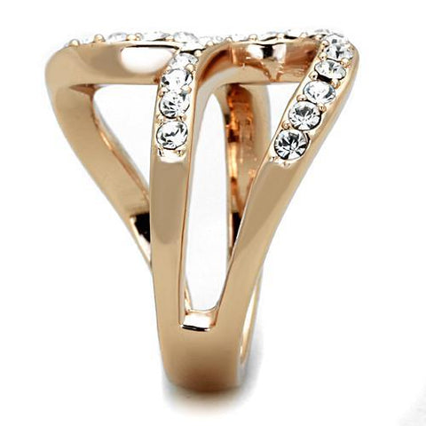 TK1695 - IP Rose Gold(Ion Plating) Stainless Steel Ring with Top Grade Crystal  in Clear