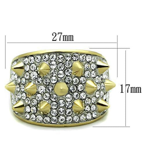 TK1697 - Two-Tone IP Gold (Ion Plating) Stainless Steel Ring with Top Grade Crystal  in Clear