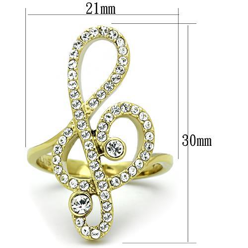 TK1714 - IP Gold(Ion Plating) Stainless Steel Ring with Top Grade Crystal  in Clear