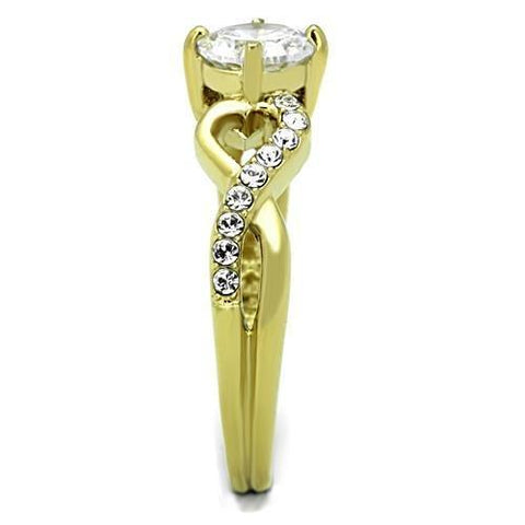 TK1722 - IP Gold(Ion Plating) Stainless Steel Ring with AAA Grade CZ  in Clear