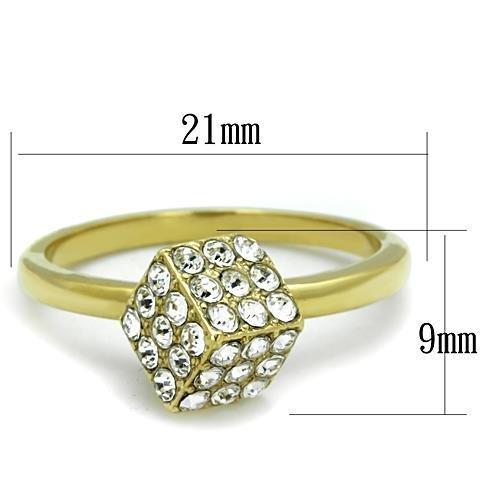 TK1725 - IP Gold(Ion Plating) Stainless Steel Ring with Top Grade Crystal  in Clear