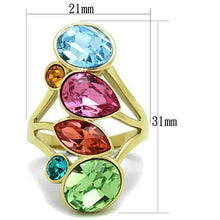 TK1729 - IP Gold(Ion Plating) Stainless Steel Ring with Top Grade Crystal  in Multi Color