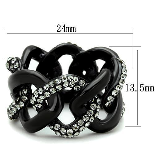 TK1731 - IP Black(Ion Plating) Stainless Steel Ring with Top Grade Crystal  in Black Diamond