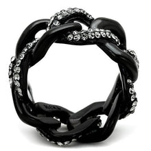 TK1731 - IP Black(Ion Plating) Stainless Steel Ring with Top Grade Crystal  in Black Diamond