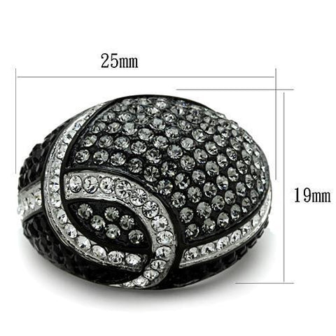 TK1733 - Two-Tone IP Black Stainless Steel Ring with Top Grade Crystal  in Black Diamond