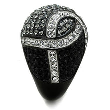 TK1733 - Two-Tone IP Black Stainless Steel Ring with Top Grade Crystal  in Black Diamond