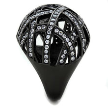 TK1734 - IP Black(Ion Plating) Stainless Steel Ring with AAA Grade CZ  in Clear