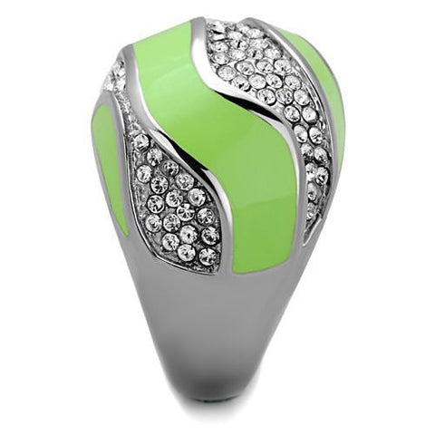 TK1741 - High polished (no plating) Stainless Steel Ring with Top Grade Crystal  in Clear