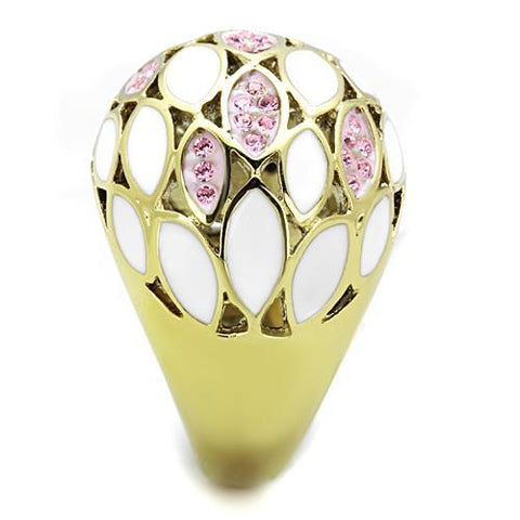 TK1742 - IP Gold(Ion Plating) Stainless Steel Ring with Top Grade Crystal  in Light Rose