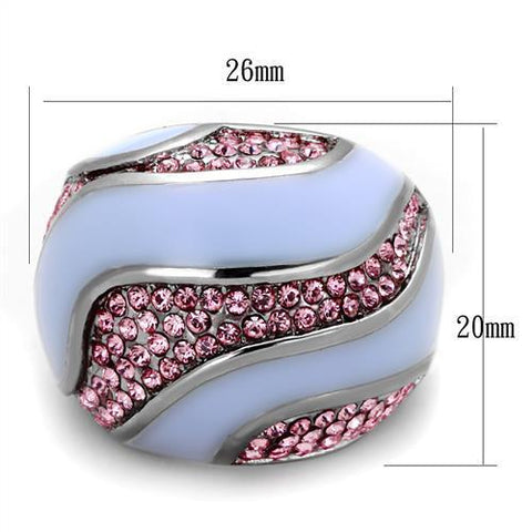 TK1744 - High polished (no plating) Stainless Steel Ring with Top Grade Crystal  in Light Rose