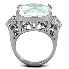 TK1747 - High polished (no plating) Stainless Steel Ring with AAA Grade CZ  in Clear