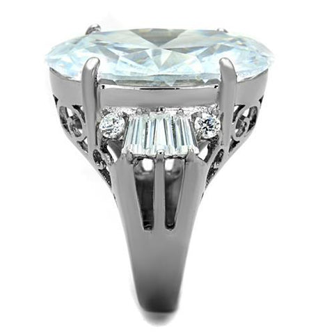 TK1747 - High polished (no plating) Stainless Steel Ring with AAA Grade CZ  in Clear