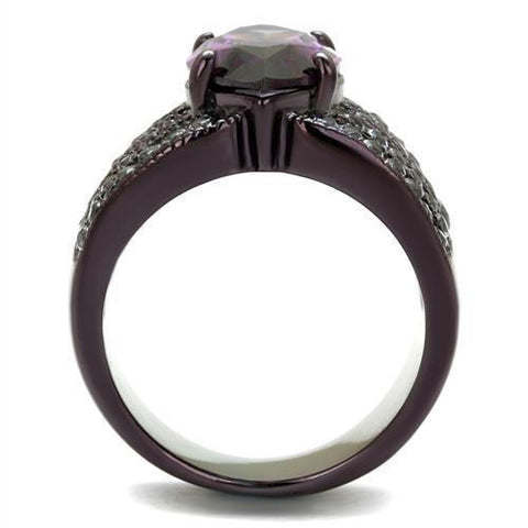 TK1752DC - IP Dark Brown (IP coffee) Stainless Steel Ring with AAA Grade CZ  in Amethyst