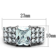 TK1753 - High polished (no plating) Stainless Steel Ring with AAA Grade CZ  in Clear