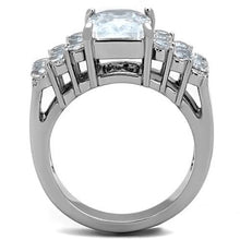 TK1753 - High polished (no plating) Stainless Steel Ring with AAA Grade CZ  in Clear