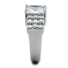 TK1753 - High polished (no plating) Stainless Steel Ring with AAA Grade CZ  in Clear