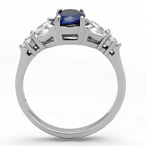 TK1764 - High polished (no plating) Stainless Steel Ring with Synthetic Synthetic Glass in Montana