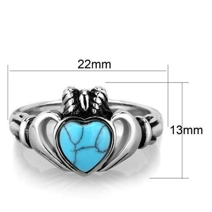 TK1770 - High polished (no plating) Stainless Steel Ring with Synthetic Turquoise in Sea Blue