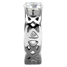 TK1772 - High polished (no plating) Stainless Steel Ring with AAA Grade CZ  in Clear