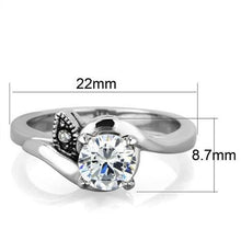 TK1776 - High polished (no plating) Stainless Steel Ring with AAA Grade CZ  in Clear