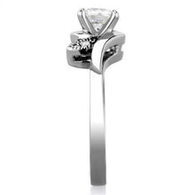 TK1776 - High polished (no plating) Stainless Steel Ring with AAA Grade CZ  in Clear