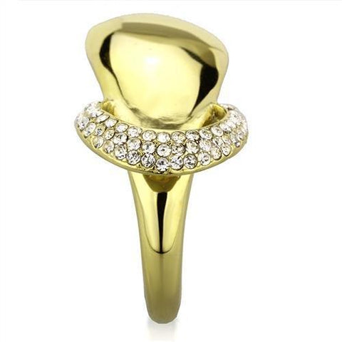 TK1782 - IP Gold(Ion Plating) Stainless Steel Ring with Top Grade Crystal  in Clear