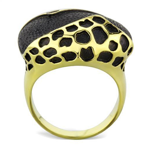 TK1784 - IP Gold(Ion Plating) Stainless Steel Ring with Epoxy  in Jet