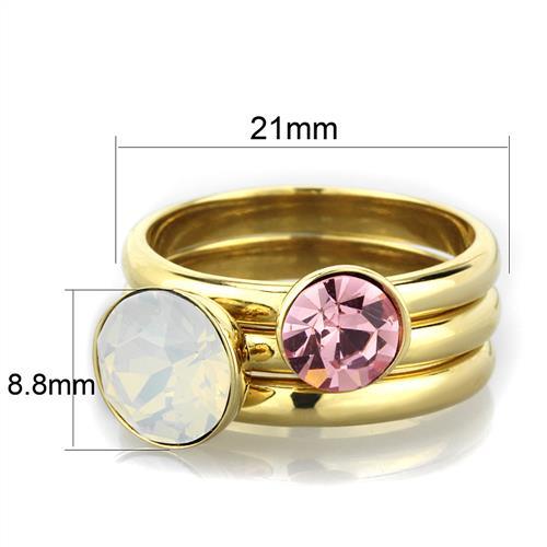 TK1785 - IP Gold(Ion Plating) Stainless Steel Ring with Top Grade Crystal  in White