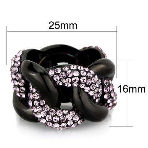 TK1787 - IP Black(Ion Plating) Stainless Steel Ring with Top Grade Crystal  in Light Amethyst