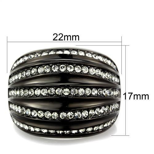 TK1789 - IP Black(Ion Plating) Stainless Steel Ring with Top Grade Crystal  in Black Diamond