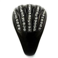 TK1789 - IP Black(Ion Plating) Stainless Steel Ring with Top Grade Crystal  in Black Diamond