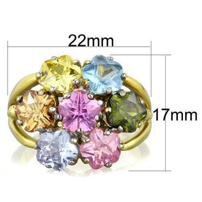 TK1791 - Two-Tone IP Gold (Ion Plating) Stainless Steel Ring with Assorted  in Multi Color