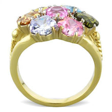 TK1791 - Two-Tone IP Gold (Ion Plating) Stainless Steel Ring with Assorted  in Multi Color