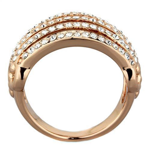 TK1797 - IP Rose Gold(Ion Plating) Stainless Steel Ring with Top Grade Crystal  in Clear