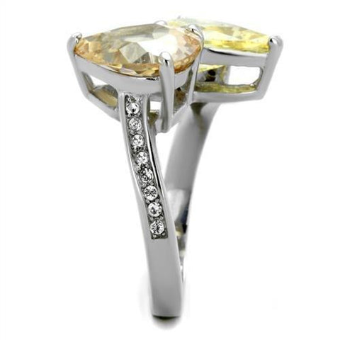 TK1820 - High polished (no plating) Stainless Steel Ring with AAA Grade CZ  in Multi Color