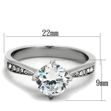 TK1822 - High polished (no plating) Stainless Steel Ring with AAA Grade CZ  in Clear