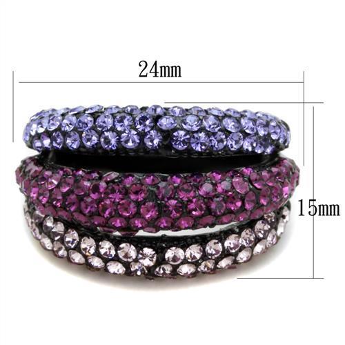 TK1831 - IP Black(Ion Plating) Stainless Steel Ring with Top Grade Crystal  in Multi Color