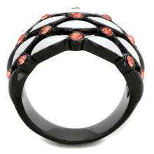 TK1832 - IP Black(Ion Plating) Stainless Steel Ring with Top Grade Crystal  in Garnet