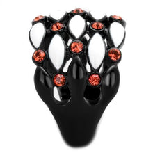 TK1832 - IP Black(Ion Plating) Stainless Steel Ring with Top Grade Crystal  in Garnet