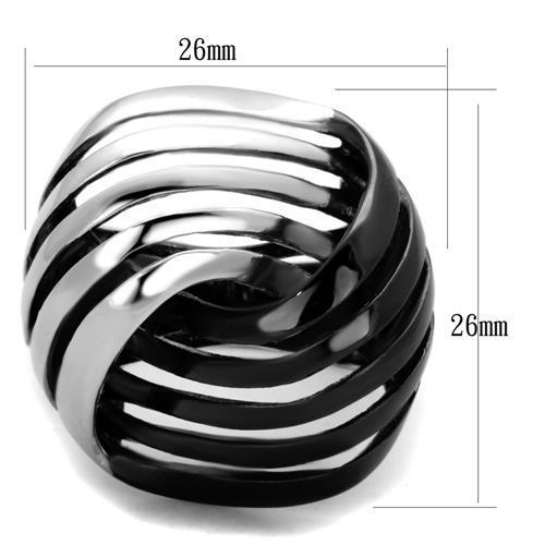 TK1843 - Two-Tone IP Black (Ion Plating) Stainless Steel Ring with No Stone