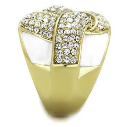 TK1848 - IP Gold(Ion Plating) Stainless Steel Ring with Top Grade Crystal  in Clear