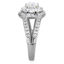 TK1855 - High polished (no plating) Stainless Steel Ring with AAA Grade CZ  in Clear