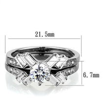 TK1856 - High polished (no plating) Stainless Steel Ring with AAA Grade CZ  in Clear