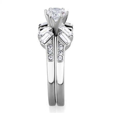 TK1856 - High polished (no plating) Stainless Steel Ring with AAA Grade CZ  in Clear