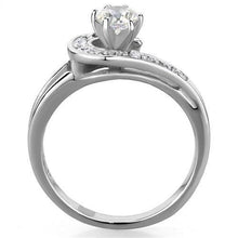 TK1857 - High polished (no plating) Stainless Steel Ring with AAA Grade CZ  in Clear