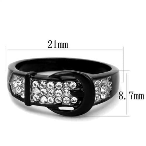 TK1868 - Two-Tone IP Black (Ion Plating) Stainless Steel Ring with Top Grade Crystal  in Clear