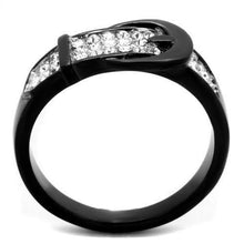 TK1868 - Two-Tone IP Black (Ion Plating) Stainless Steel Ring with Top Grade Crystal  in Clear