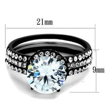 TK1870 - Two-Tone IP Black (Ion Plating) Stainless Steel Ring with AAA Grade CZ  in Clear