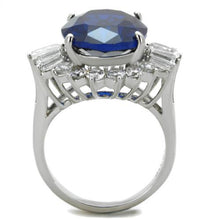 TK1872 - High polished (no plating) Stainless Steel Ring with Synthetic Spinel in London Blue